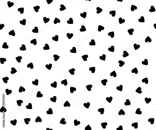 Fototapeta Seamless romantic pattern with cute lit red hearts.   hearts on a white background. Ready-made template for textile, design, postcards, printing, poster, party, Valentine's Day