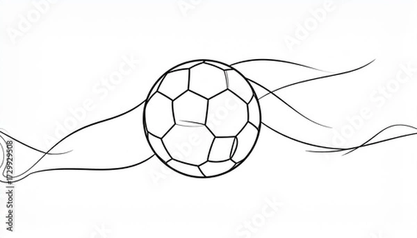 Obraz Minimal black and white illustration of a soccer ball in motion. Perfect for sports logos, posters, team graphics, or coloring pages.