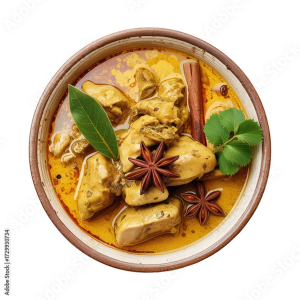 Fototapeta Rustic Ceramic Bowl of Aromatic Chicken Curry