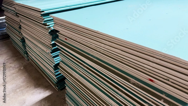 Obraz Plasterboard stacking in the room for repair and finishing