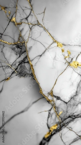 Fototapeta Luxurious marble surface with intricate gold veins elegant polished pattern sophisticated textured design modern aesthetic for upscale interior decor