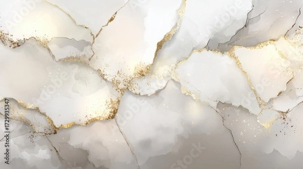 Fototapeta Elegant marble stone texture background featuring white and gray veined pattern with luxurious golden accents for modern interior decor and sophisticated design