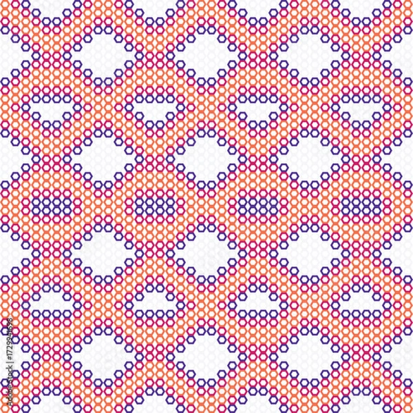 Fototapeta Seamless blue geometric circle dot polka pattern for retro vintage paper tile vector design art decoration