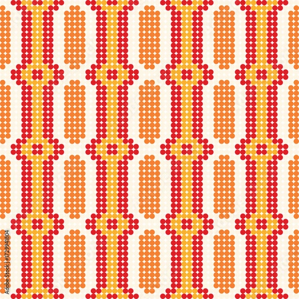 Fototapeta Geometric vector seamless patterns set with colorful dots backdrop for square digital art decoration