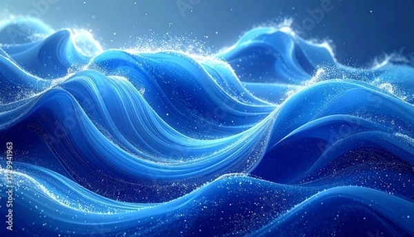 Obraz Abstract swirling blue waves (1)