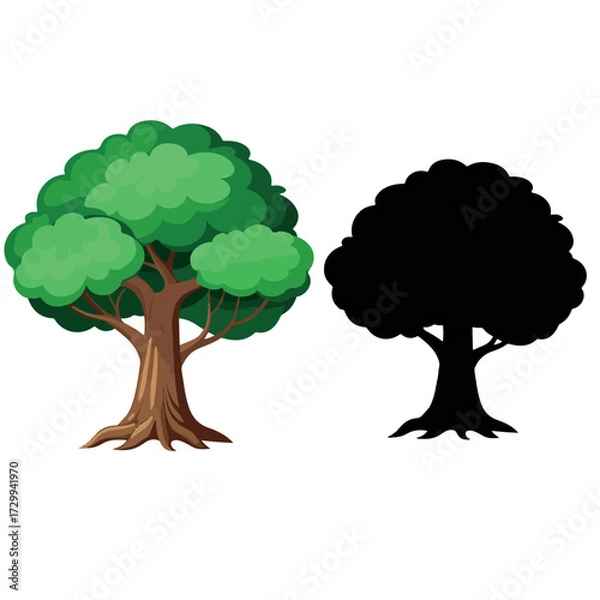 Fototapeta Tree Vector and Silhouette Collection – Nature, Forest, Landscape Elements