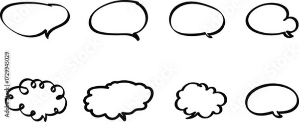 Fototapeta Hand Drawn Speech and Thought Bubble Vector Set