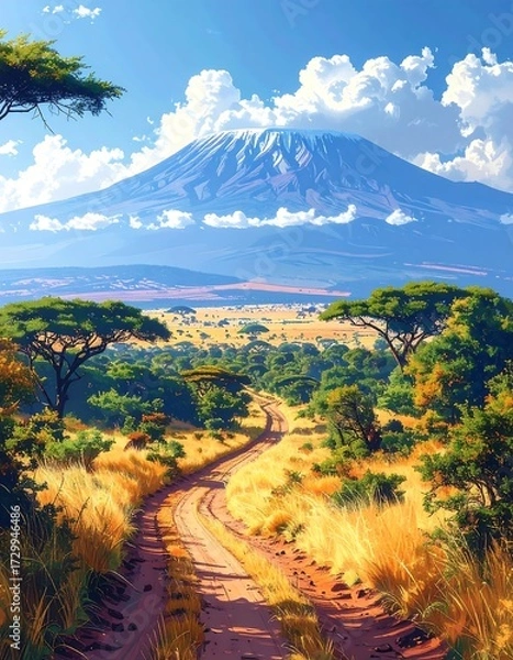 Obraz African landscape with mountain