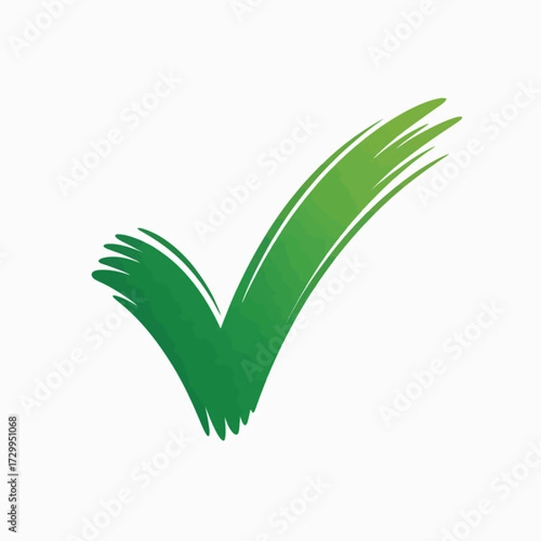 Fototapeta Textured Green Checkmark Brushstroke | Watercolor Approval Symbol | Minimalist Success Icon