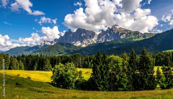 Obraz Alpine meadow panorama
