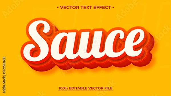 Fototapeta Retro Sauce Text Effect with Orange and White Layers on a Yellow Background