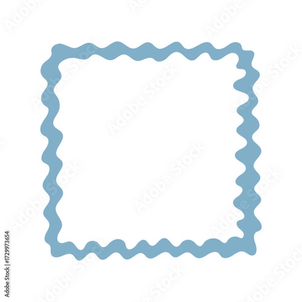Fototapeta A single hand-drawn square frame with scalloped wavy edges. Bold orange decorative border in doodle style. Ideal for scrapbooking, invitations, greeting cards, photo albums, and creative designs.