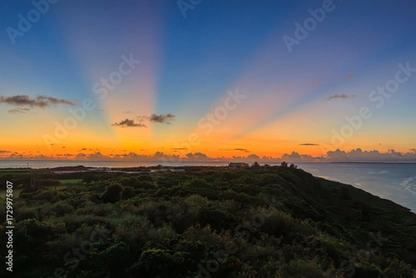 Fototapeta 宮古島　来間島　日没写真　夕焼け　海