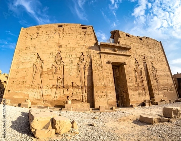 Obraz Ancient Egyptian temple facade under a clear sky