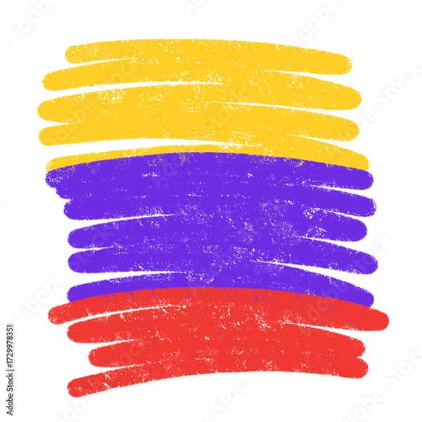 Fototapeta Stylized Colombian Flag Illustration with Distressed Texture on a Black Background
