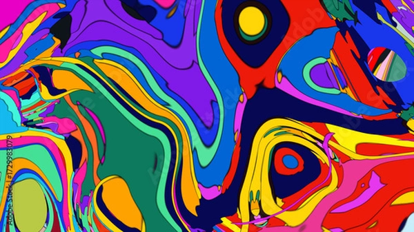 Obraz Colorful abstract psychedelic liquid and fluid background pattern