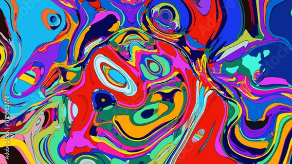 Obraz Colorful abstract psychedelic liquid and fluid background pattern