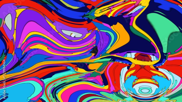 Obraz Colorful abstract psychedelic liquid and fluid background pattern