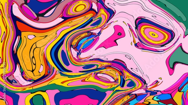 Obraz Colorful abstract psychedelic liquid and fluid background pattern