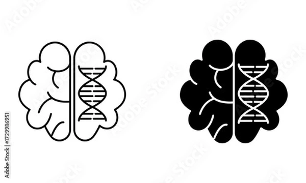 Fototapeta Brain with DNA, illustration of genetic diagnosis of brain disease icon vector