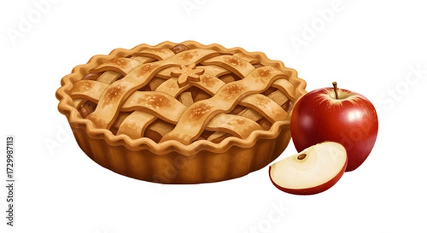 Fototapeta Fresh apple pie with sliced apple