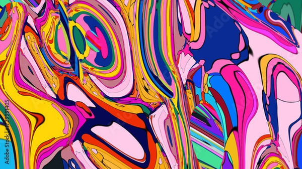 Obraz Colorful abstract psychedelic liquid and fluid background pattern