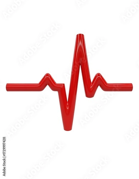 Fototapeta Dynamic 3D Rendered Red Heartbeat Waveform - Cardiology and Life Vitality Symbol - Health Interface Icon
