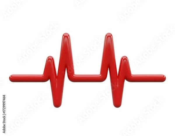 Fototapeta Glossy Red 3D Rendered Heartbeat Pulse Line - Medical Emergency and Cardiology Symbol - Healthcare and Wellness Graphics