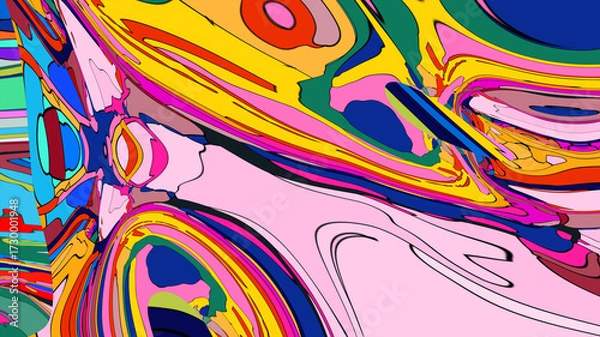 Obraz Colorful abstract psychedelic liquid and fluid background pattern