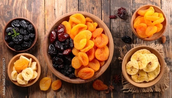 Obraz Assorted dried fruits in bowls