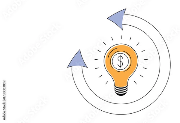 Fototapeta Vector art of lightbulb with dollar sign and circular arrows