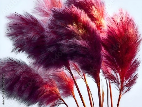 Fototapeta Graceful pink pampas grass plumes sway gently in the breeze, creating a soft and elegant natural texture.
