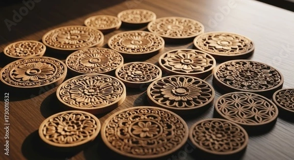 Obraz Wooden coasters, intricate designs