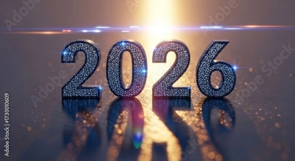 Obraz Year 2026, diamond-embellished,  glowing light