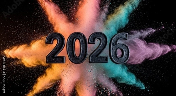 Obraz Year 2026 bursts in colorful powder