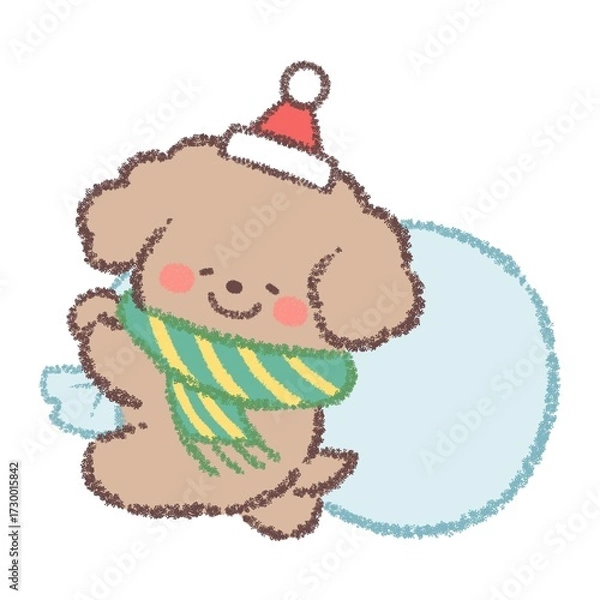 Fototapeta トイプードルサンタクロース