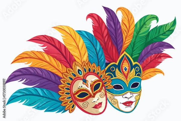 Obraz Crisp Masks And Feathers Bold Carnival Creative Visual