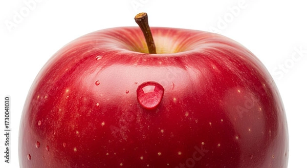 Fototapeta Fresh Red Apple with Water Drop on Transparent Black Background