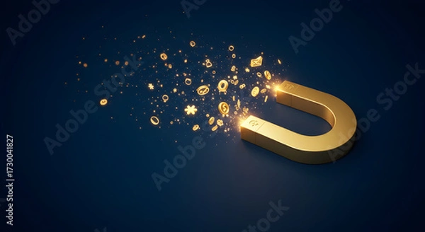 Fototapeta Conceptual image of a reputation magnet attracting positive attention
