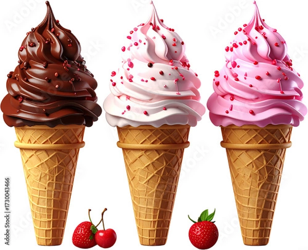 Fototapeta Ice Cream 3D PNG Transparent Background (Isolated on White Background)