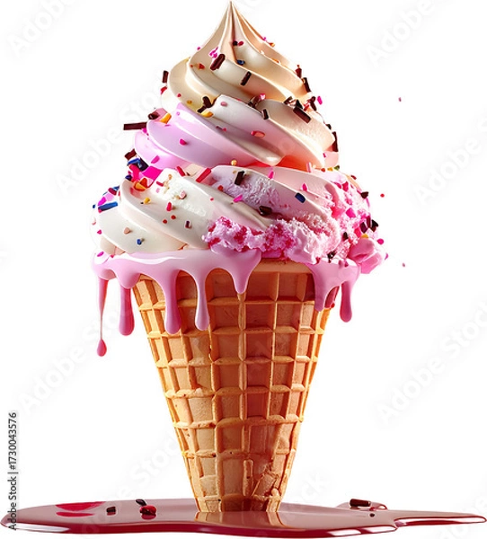 Fototapeta Ice Cream 3D PNG Transparent Background (Isolated on White Background)