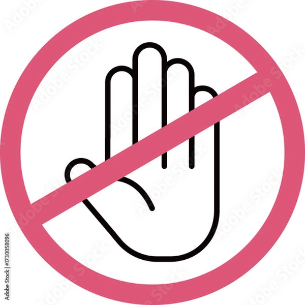 Obraz 触らないで　手のひら　接触禁止　ベクターイラスト素材