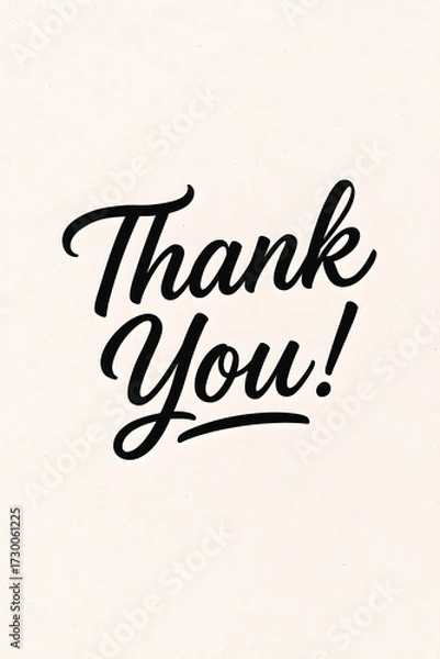 Fototapeta Elegant black calligraphy "Thank You" text on textured cream background, gratitude, appreciation, positive message.