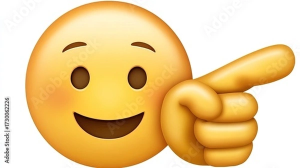 Fototapeta Laughing emoji pointing finger at you with transparent background, meme sticker for social media