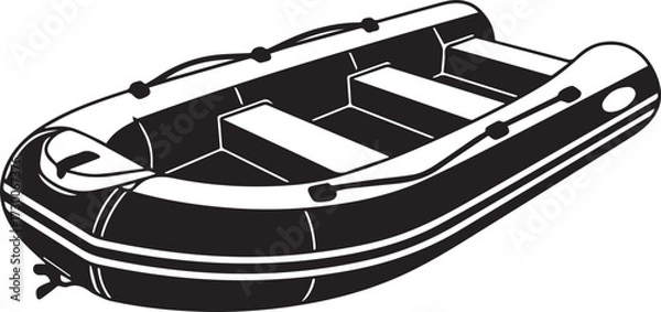 Fototapeta A inflatable boat silhouette vector illustration