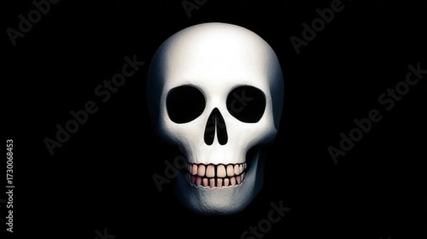 Fototapeta Skull isolated on black background with eerie lighting effect
