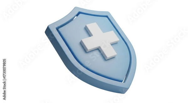 Fototapeta Digital shield icon with medical cross symbol representing health and protection
