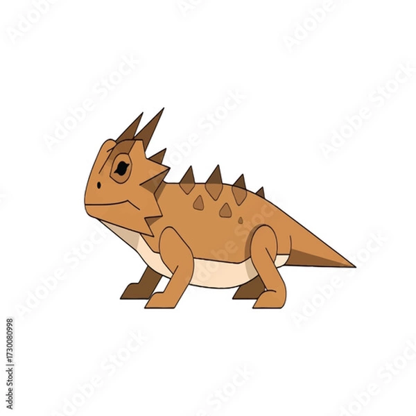 Obraz Cartoon illustration of a horned lizard standing on a white background.