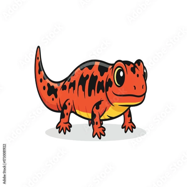 Obraz A vibrant cartoon illustration of a newt with orange and black markings, standing.