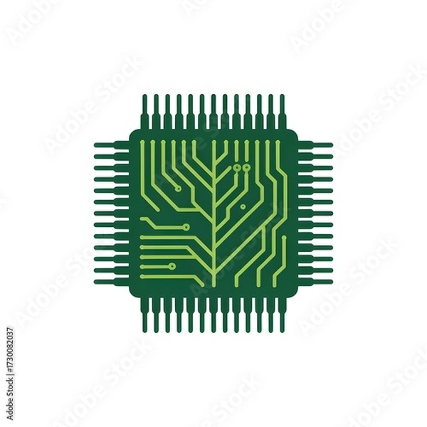 Fototapeta Green circuit board vector illustration flat design element for technology and innovation isolated on white background